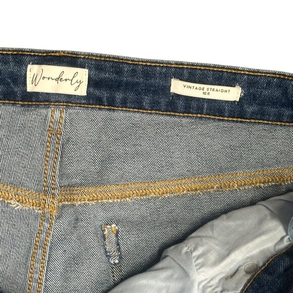 Wonderly  Womens 16R Curvy Vintage Straight Cropped Jeans High Rise Denim Slim - Picture 3 of 16